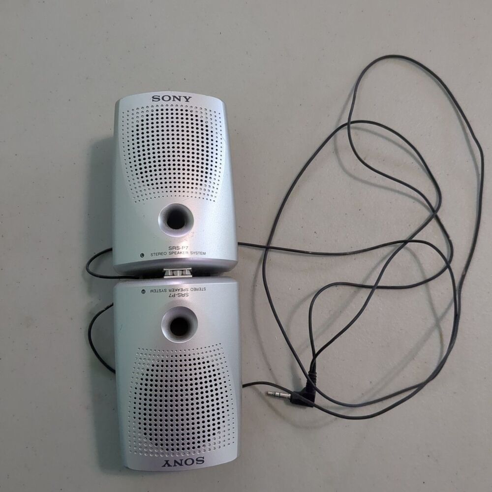 Sony (SRS-P7) Mini Passive Wired Stereo Portable Left & Right Speaker System